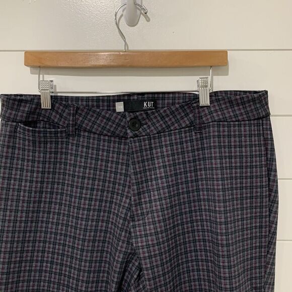 Kut from the Kloth | Plaid Pants Elizabeth Ankle Straight Leg Trouser- Size 14 W - Picture 2 of 8